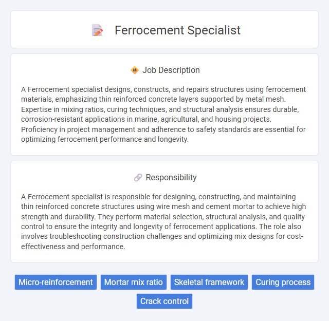 Ferrocement Specialist Job Description and Career Detail