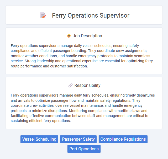 Ferry Operations Supervisor Job Description and Career Detail