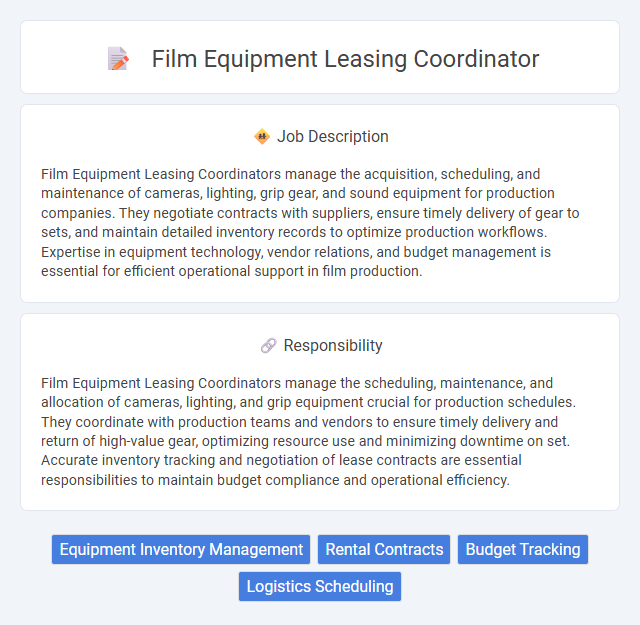 Film Equipment Leasing Coordinator Job Description and Career Detail