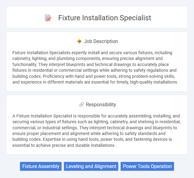 Fixture Installation Specialist Job Description and Career Detail