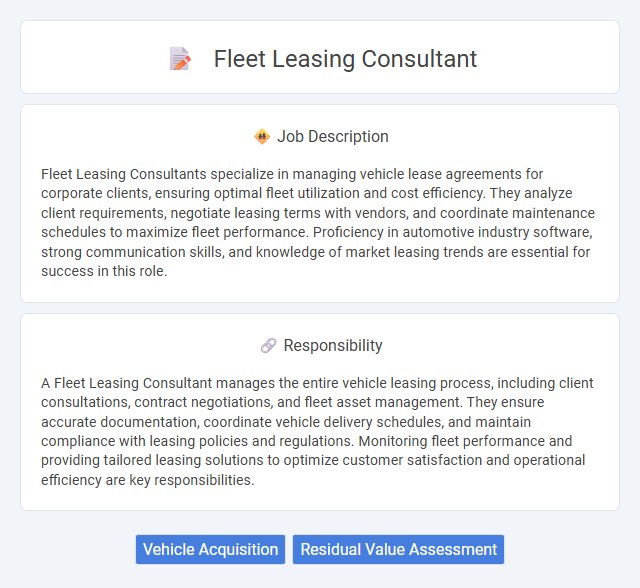 Fleet Leasing Consultant Job Description and Career Detail