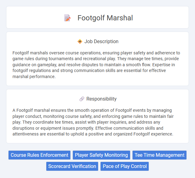 Footgolf Marshal Job Description and Career Detail