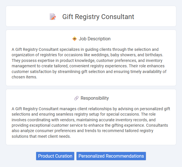 Gift Registry Consultant Job Description and Career Detail