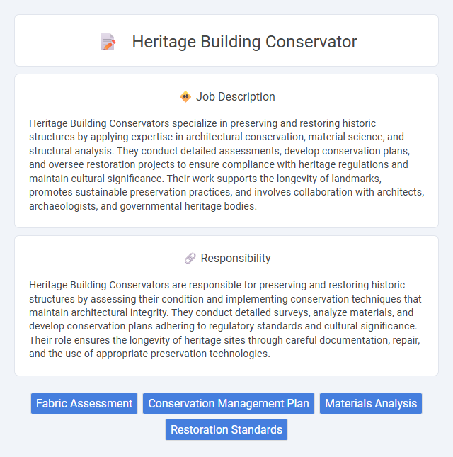 Heritage Building Conservator Job Description and Career Detail