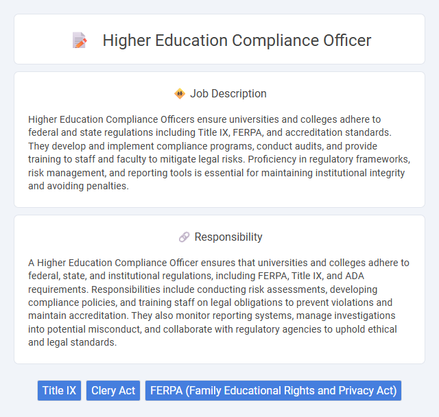 Higher Education Compliance Officer Job Description and Career Detail