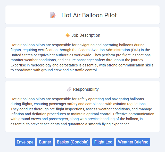 Hot Air Balloon Pilot Job Description and Career Detail