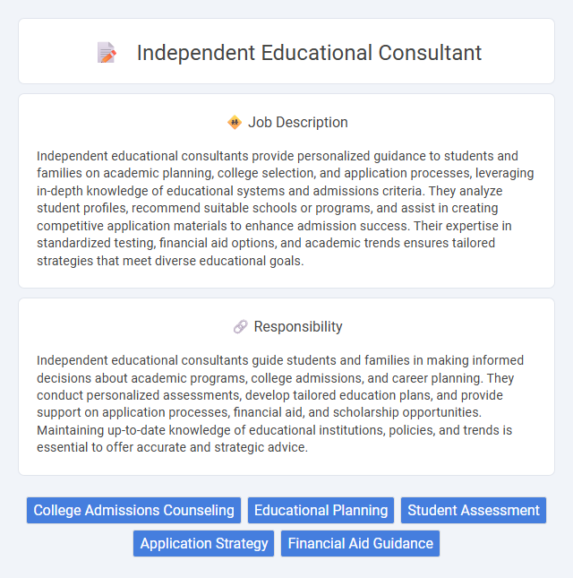 Independent Educational Consultant Job Description and Career Detail