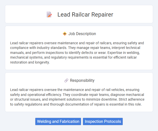 Lead Railcar Repairer Job Description and Career Detail