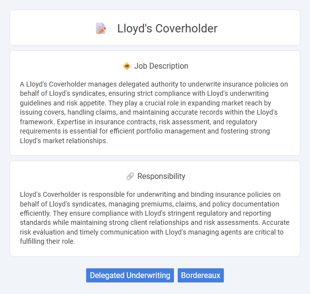 Lloyd'S Coverholder Job Description and Career Detail