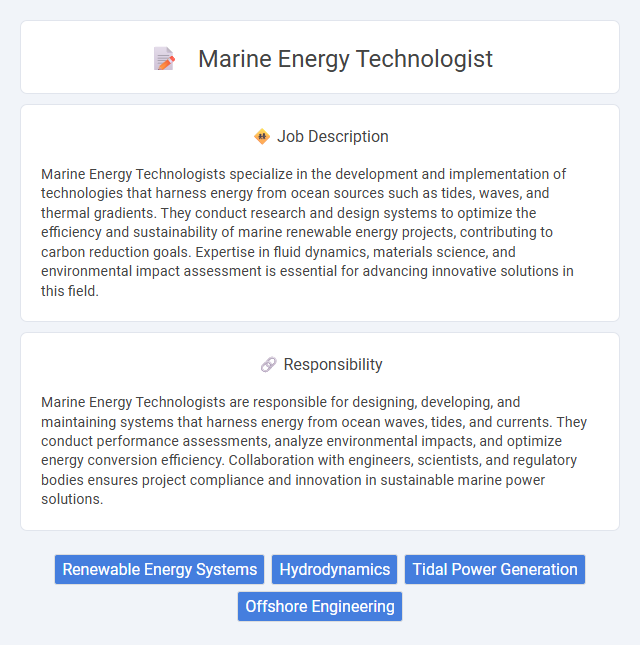 Marine Energy Technologist Job Description and Career Detail
