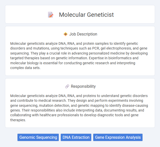 Molecular Geneticist Job Description and Career Detail
