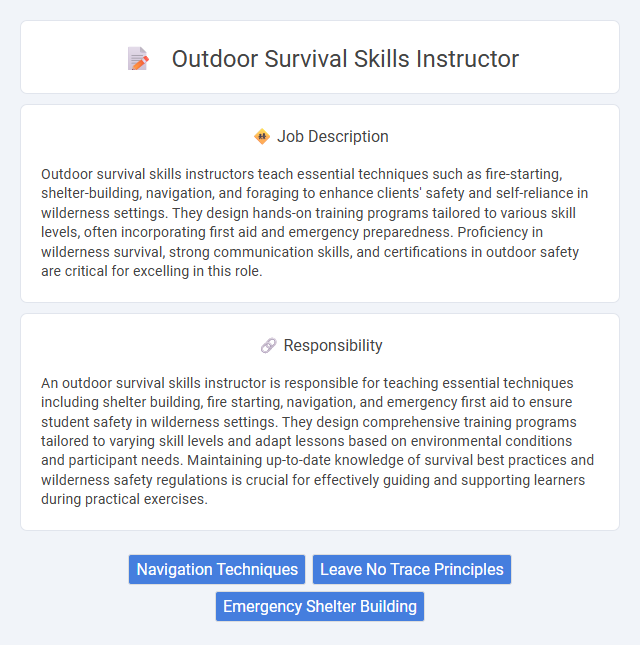 Outdoor Survival Skills Instructor Job Description and Career Detail