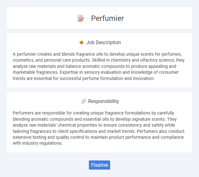 Perfumier Job Description and Career Detail
