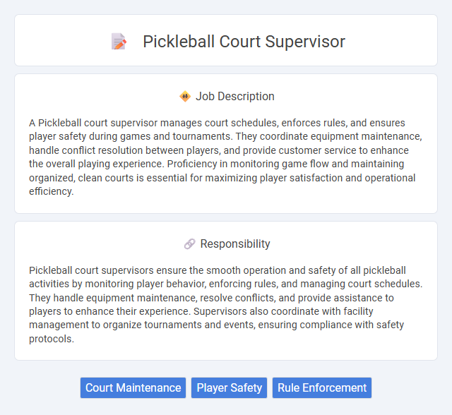 Pickleball Court Supervisor Job Description and Career Detail