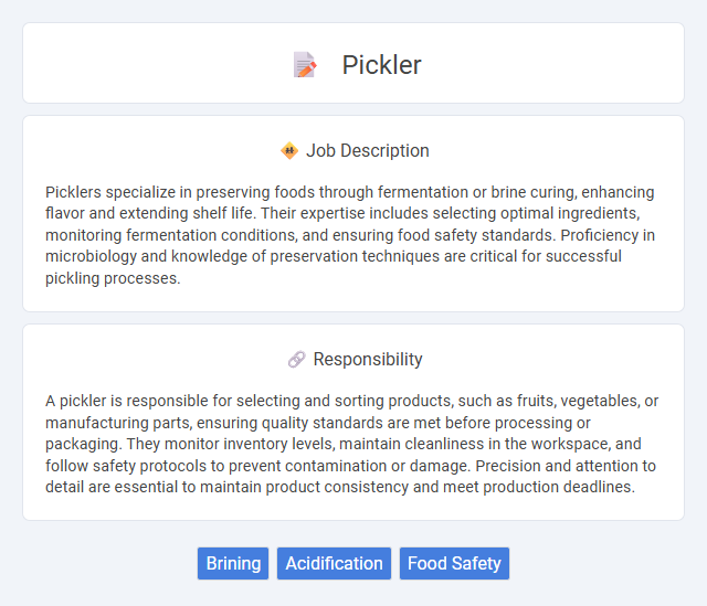 Pickler Job Description and Career Detail
