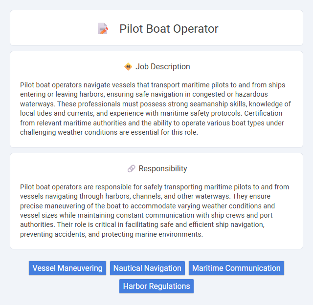 Pilot Boat Operator Job Description and Career Detail