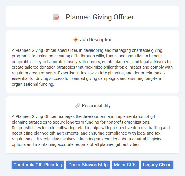 Planned Giving Officer Job Description and Career Detail