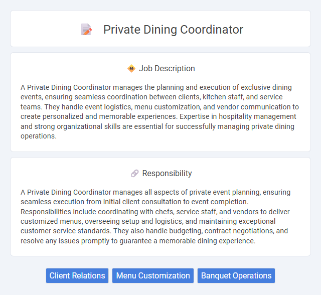 Private Dining Coordinator Job Description and Career Detail