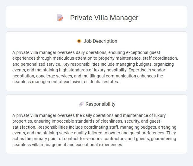Private Villa Manager Job Description and Career Detail