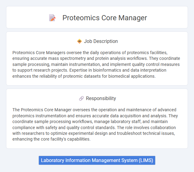 Proteomics Core Manager Job Description and Career Detail
