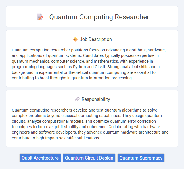 Quantum Computing Researcher Job Description and Career Detail