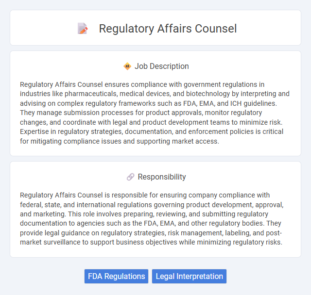 Regulatory Affairs Counsel Job Description and Career Detail