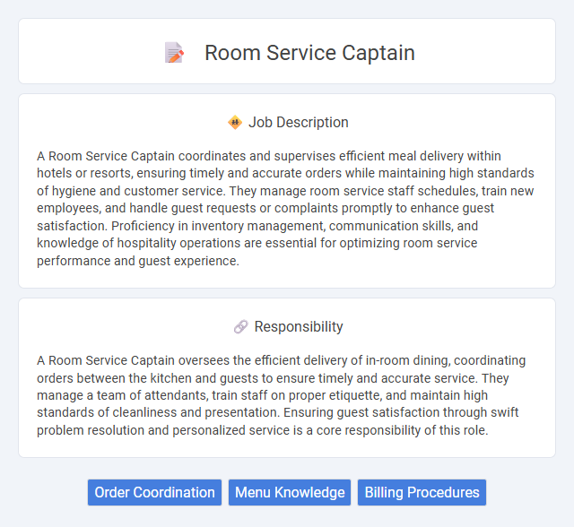 Room Service Captain Job Description and Career Detail