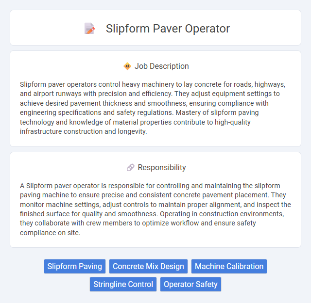 Slipform Paver Operator Job Description and Career Detail