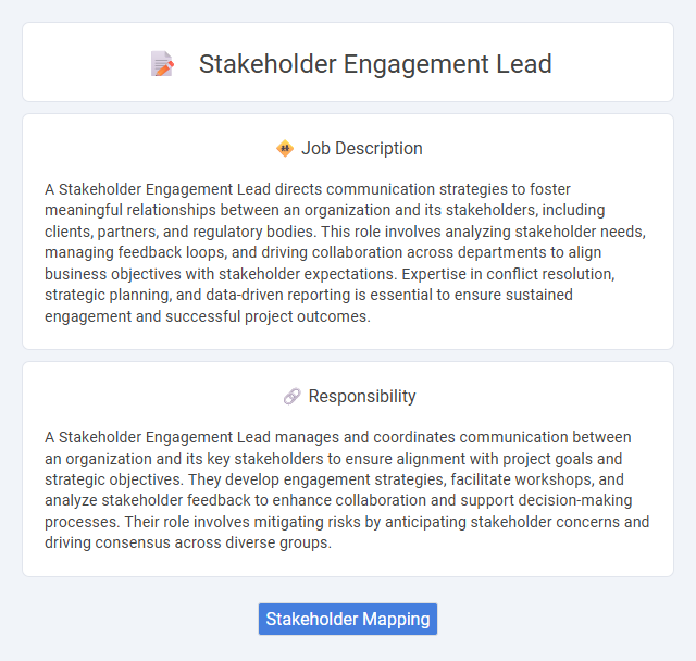 Stakeholder Engagement Lead Job Description and Career Detail