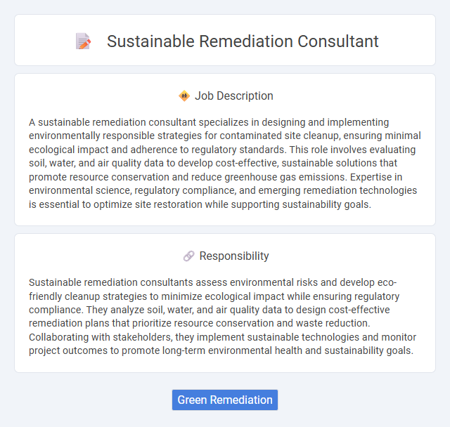 Sustainable Remediation Consultant Job Description and Career Detail