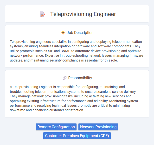 Teleprovisioning Engineer Job Description and Career Detail