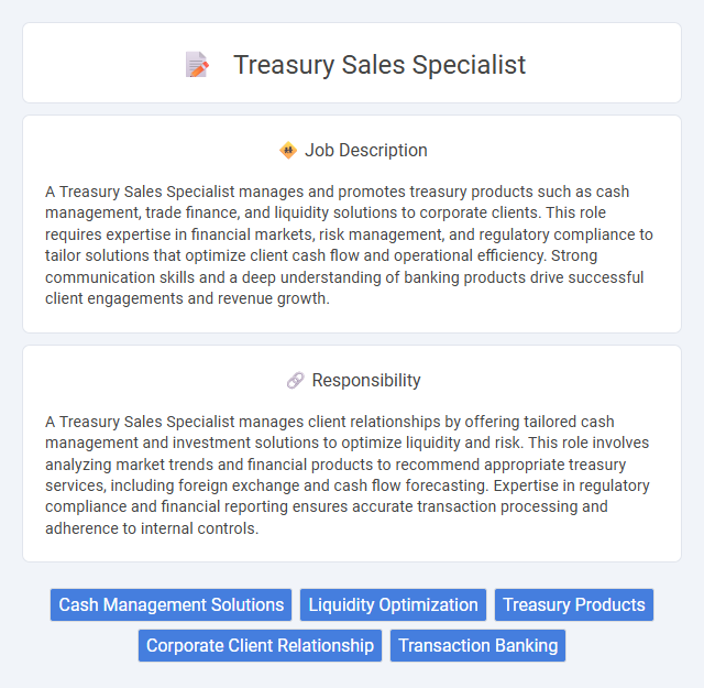 Treasury Sales Specialist Job Description and Career Detail