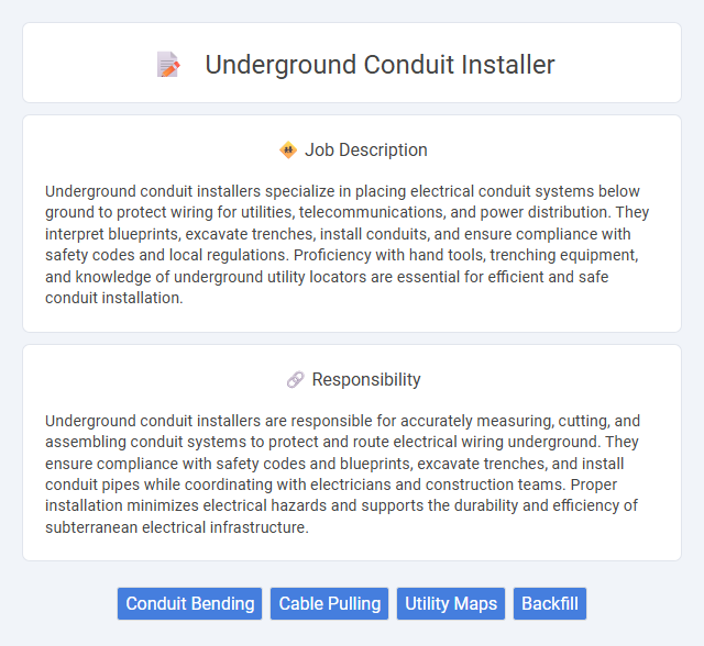 Underground Conduit Installer Job Description and Career Detail