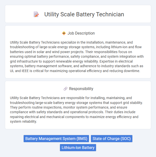 Utility Scale Battery Technician Job Description and Career Detail