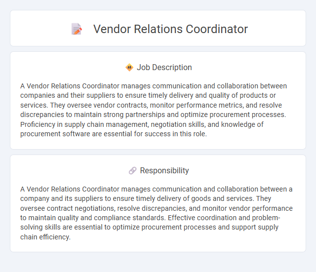 Vendor Relations Coordinator Job Description and Career Detail