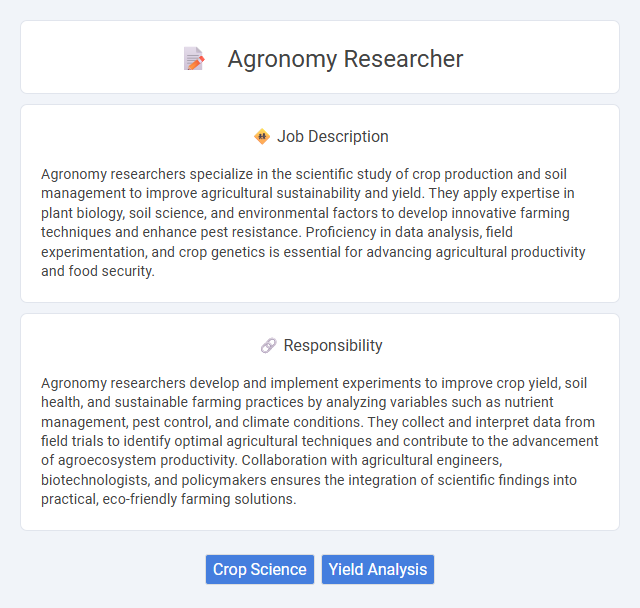 Agronomy Researcher Job Description and Career Detail