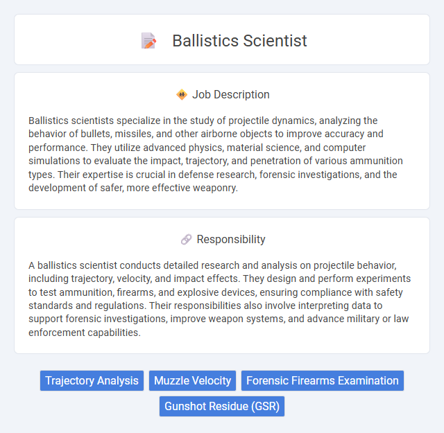 Ballistics Scientist Job Description and Career Detail