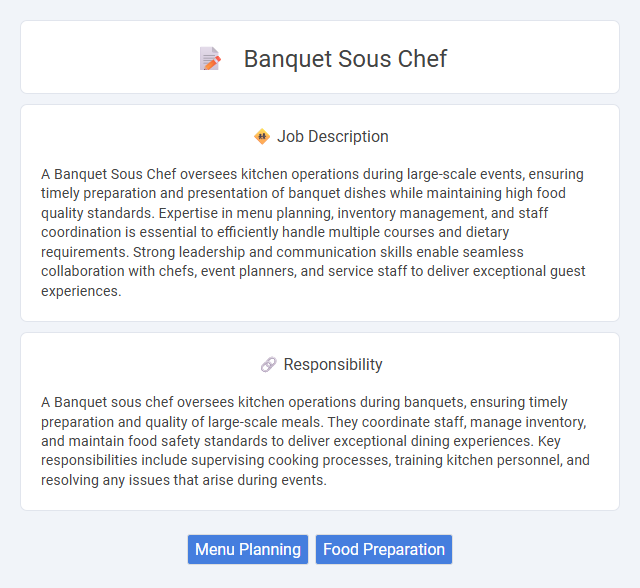 Banquet Sous Chef Job Description and Career Detail