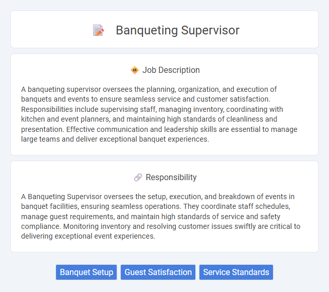 Banqueting Supervisor Job Description and Career Detail