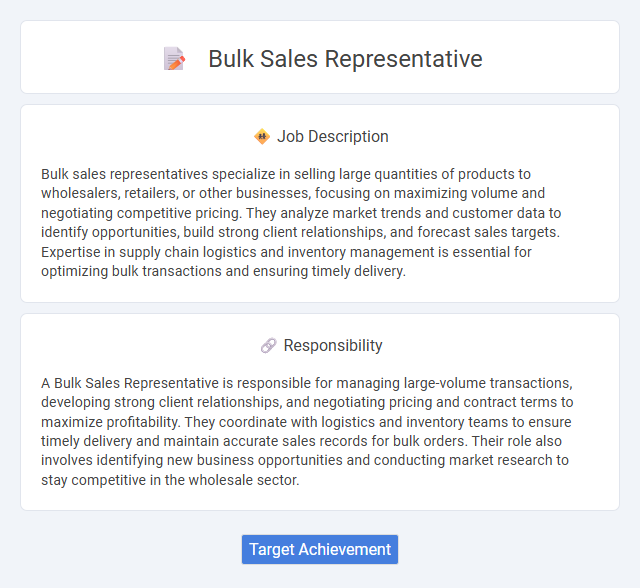 Bulk Sales Representative Job Description and Career Detail