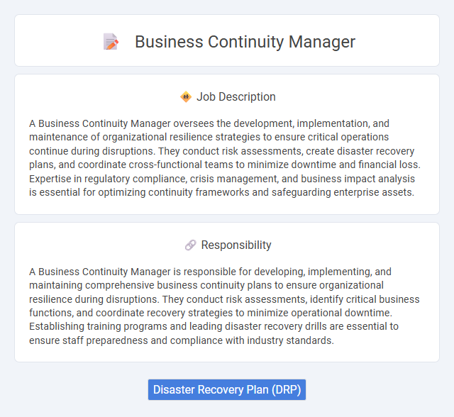 Business Continuity Manager Job Description and Career Detail
