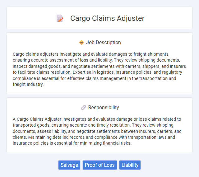 Cargo Claims Adjuster Job Description and Career Detail