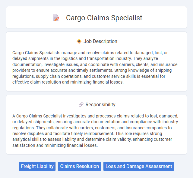 Cargo Claims Specialist Job Description and Career Detail