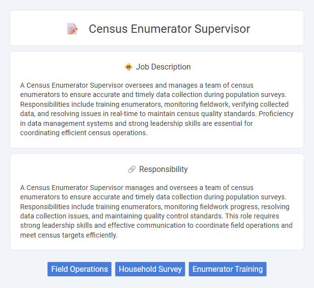 Census Enumerator Supervisor Job Description and Career Detail