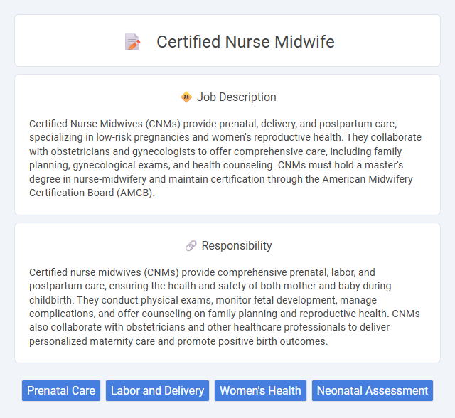 Certified Nurse Midwife Job Description and Career Detail