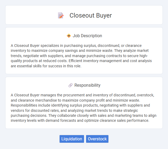 Closeout Buyer Job Description and Career Detail