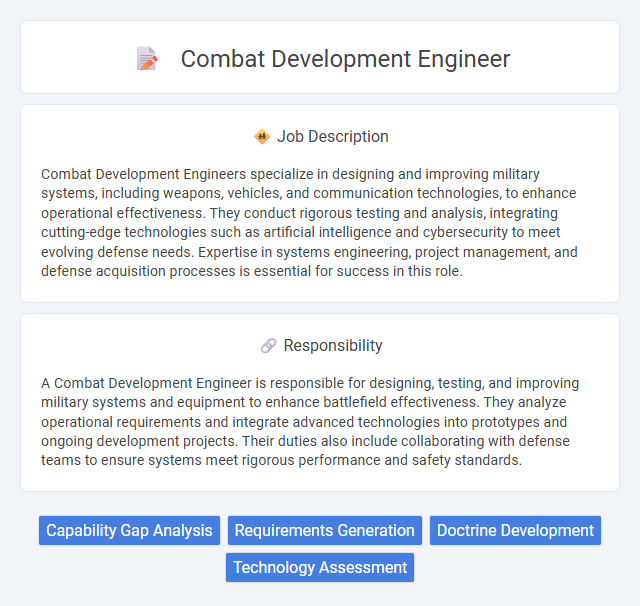 Combat Development Engineer Job Description and Career Detail