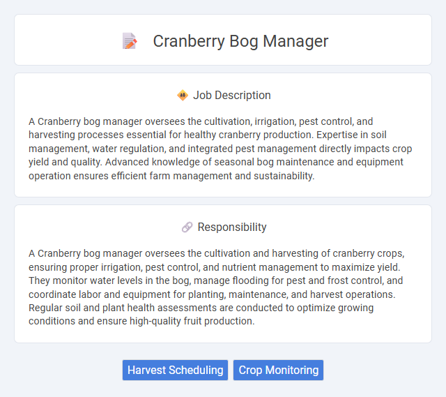 Cranberry Bog Manager Job Description and Career Detail