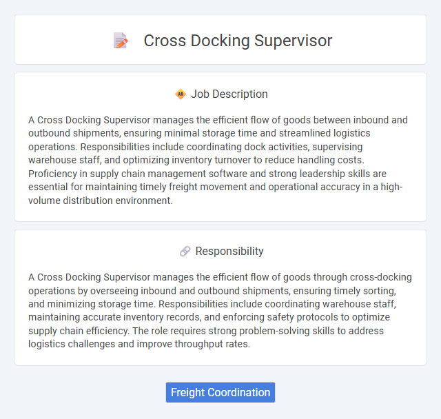 Cross Docking Supervisor Job Description and Career Detail