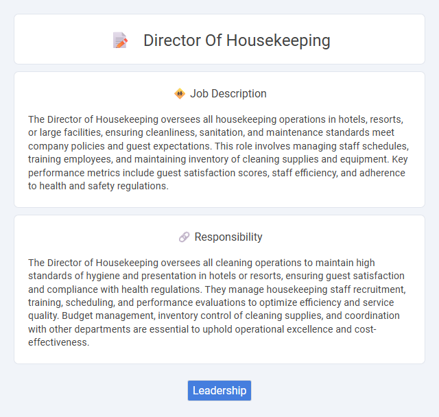 Director Of Housekeeping Job Description and Career Detail
